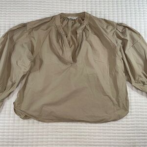 Banana Republic Beige Stitched Collar & Cuffs Blouse Shirt - Size M